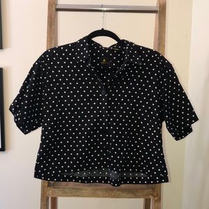Vintage Lizsport Polkadot Cropped Button-down